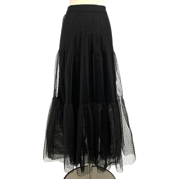 Akris Punto Dresses & Skirts - Akris Punto Tulle Maxi Skirt Black Size 2 Lined Polka Dot Sheer